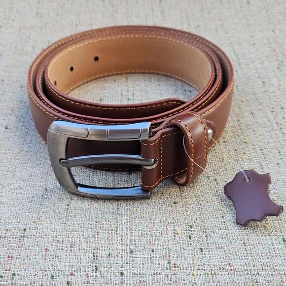 Handmade Men Waistband Genuine Leather Brown Pin Buckle Belt Size 42 inches NWT - Picture 3 of 10